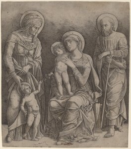 Szent Család Szent Erzsébettel és a Szent János csecsemővel alkotó: Giovanni Antonio da Brescia, after Andrea Mantegna