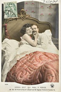 Képeslap: Szégyellje magát, aki rosszul gondolja/Vasárnapi pihenő hetilap - 1907-es dátum