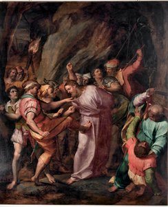 Giovanni Battista Castello dit Il Bergamasco Krisztus elfogása festménye (kb. 1500 / 1509-1569) alkotó: Giovanni Battista  Castello