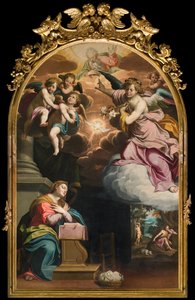 Déli kereszthajó, Angyali üdvözlet oltárja, Giovanni Battista Trotti oltárképe, Il Malosso néven 1594