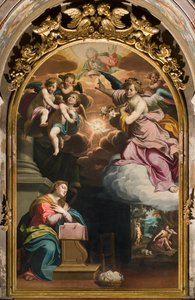 Déli kereszthajó, Angyali üdvözlet oltárja, Giovanni Battista Trotti oltárképe, Il Malosso néven 1594