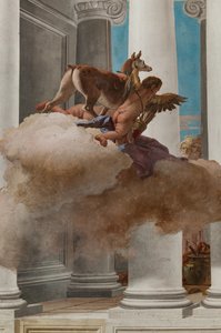 Palazzina (Kis épület), a bejárati hall: "Iphigenia áldozata", részlet az Artemisz által Iphigenia helyére küldött őzike alkotó: Giovanni Battista Tiepolo