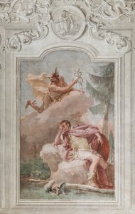 Palazzina (Kis épület), az Aeneis harmadik szobája: "Aeneas Merkúrról álmodik, aki megparancsolja neki, hogy távozzon" alkotó: Giovanni Battista Tiepolo