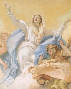 Mária mennybemenetele, Giambattista Tiepolo (1696-1770), freskó, részlet, Tisztaság oratóriuma, Udine, Olaszország alkotó: Giovanni Battista Tiepolo