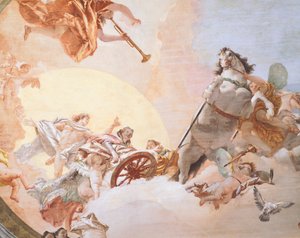 Giambattista Tiepolo (1696-1770) esküvői allegóriája, freskó, részlet, esküvői allegória szoba mennyezete, Ca 
