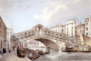 A Ponte di Rialto, Velence, Lefevre metszete (litho) alkotó: Giovanni Battista (after) Cecchini