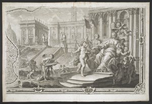 Koronázandó nőalak, a Nuova Pianta di Roma-ból, G. Nolli hozta napvilágra alkotó: Giovanni Battista (after) Nolli