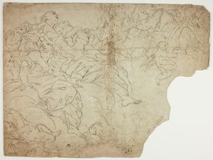 Szentek, avagy allegorikus figurák és Putti a felhőkön alkotó: Giovanni Battista Beinaschi