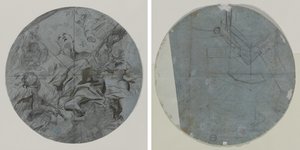Egy szent apoteózisa (recto); Építészeti vázlat(?) (verso)