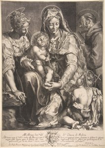 Szűz és gyermek Szent Katalinnal, Assisi Ferenccel és Keresztelő Jánossal, 17. század közepe.