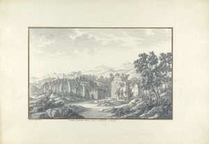 Kilátás a romos fürdőre a Hadrians-villában Tivoliban, 1750 körül alkotó: Giovanni Battista Borra