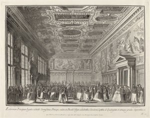 A Külföldi Nagykövetek Dózse fogadása a Sala del Collegio-ban, 17631766.