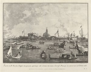 A dózse a Bucintoróban, elhagyja San Nicolò di Lidót, 17631766.