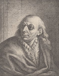 Kerek szemüveget viselő, balra néző Luca Giordano portréja, 1692-1727., 1692-1727. alkotó: Giovanni Battista Catenaro