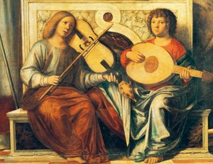 Kerubok hangszeren játszanak alkotó: Giovanni Battista Cima da Conegliano