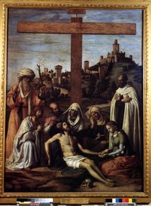 ""A lerakódás"" ""INRI"" felirat a kereszten. Giovanni Battista Cima da Conegliano festménye (1459-1517 körül) 16. század Méret: 199x148 cm Puskin Múzeum, Moszkva alkotó: Giovanni Battista Cima da Conegliano