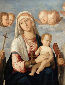 Szűz Mária és gyermeke Keresztelő Szent János és Szent Ferenc között részlet (festmény) alkotó: Giovanni Battista Cima da Conegliano