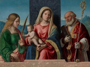 Szűz és gyermek Szent Katalinnal és Miklóssal alkotó: Giovanni Battista Cima da Conegliano