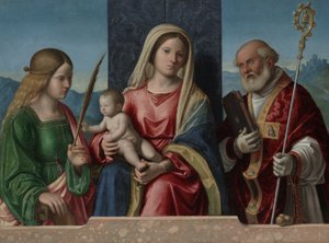 Szűz és gyermek Szent Katalinnal és Miklóssal, 1510-17 alkotó: Giovanni Battista Cima da Conegliano