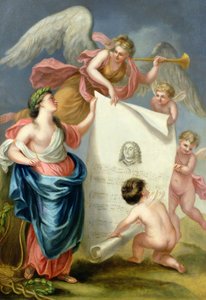 Allegorikus tanulmány Händel emléknyomatához alkotó: Giovanni Battista Cipriani