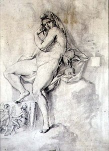 A szobrászat női megszemélyesítése, 1770 körül (toll és tinta papíron)