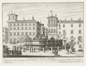 Fontana del Moro a Piazza Navona Rómában Szökőkút a Piazza Navonán (cím a tárgyon) Róma szökőkútjai (sorozat címe) Fonteinen van Rome (sorozat címe) alkotó: Giovanni Battista Falda