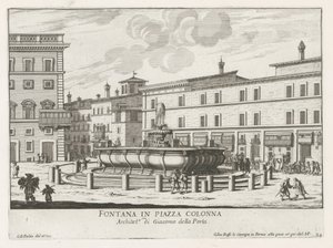 Fontein a Piazza Colonna te Rómában Szökőkút a Piazza Colonnán (cím a tárgyon) Róma szökőkútjai (sorozat címe) Fonteinen van Rome (sorozat címe) alkotó: Giovanni Battista Falda