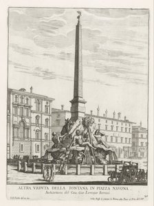 Vierstromenfontein a Piazza Navona te Rómában Fontana a Piazza Navonán (cím a tárgyon) Fontane di Roma (sorozat címe) Fonteinen van Rome (sorozat címe) alkotó: Giovanni Battista Falda