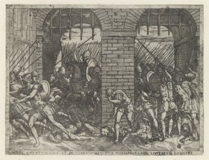 Romeinse soldaten vallen Crustumerium binnen Crustumeni (...) állampolgárságától megfosztott áldozata (cím a tárgyon) Leven van Romulus en Remus (sorozat címe)