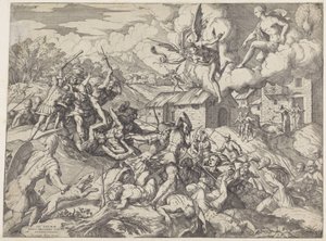 Aeneas katonái Latinus király szolgái ellen harcolnak