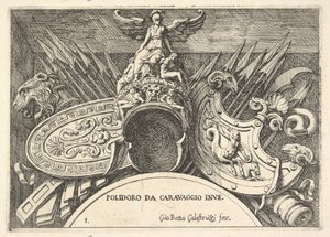 1. tábla: római karok trófeái a második emeleti ablakok feletti díszítésekből ..., 1656-58.