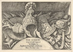 5. tábla: római karok trófeái az ablakok feletti díszítésekből, 1658 ... második emeletén.