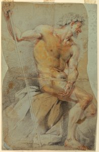 Rajz, Akt idős férfi, Bacchus vagy valamelyik társa, 1660-70 alkotó: Giovanni Battista Merano