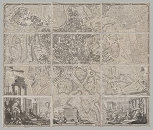 Róma új térképe, amelyet Giambattista Nolli hozott napvilágra MDCCXLVII. évben, La Pianta Grande di Roma néven