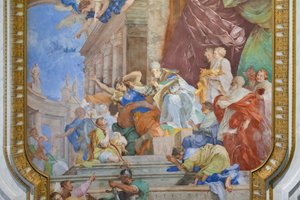 A láncok csodája a kazetta közepén, részlet alkotó: Giovanni Battista Parodi