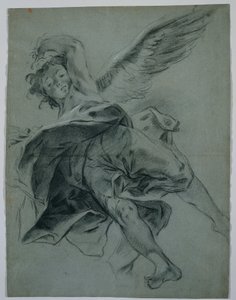 Egy repülő angyal recto, Studies of Hands Playing Instruments verso, 1723-1727. alkotó: Giovanni Battista Piazzetta