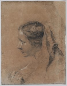 Profilos nő feje sállal. alkotó: Giovanni Battista Piazzetta