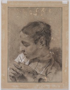 Fiatal férfi feje profiljában egy könyvvel alkotó: Giovanni Battista Piazzetta