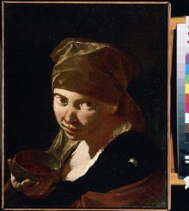 ""Egy kislány portréja"" Szerény származású, szolgáló vagy paraszt gyermek. Giovan Battista (Giambattista) Piazzetta (1683-1754) festménye 18. századi Mikhail Kroshitsky Művészeti Múzeum, Szevasztopol (Szevasztopol) Ukrajna alkotó: Giovanni Battista Piazzetta