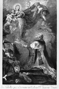 A Szűz megjelenik Szent Fülöp Nerinek, Giovanni Battista Piazzetta (1682-1754), metszet Innocente Alessandri, Olaszország alkotó: Giovanni Battista Piazzetta