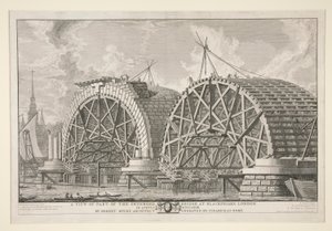 A tervezett híd egy részének a londoni Blackfriarsben, augusztusban MDCCLXIIIII Robert Mylne, építész, metszett Piranesi Rómában alkotó: Giovanni Battista Piranesi