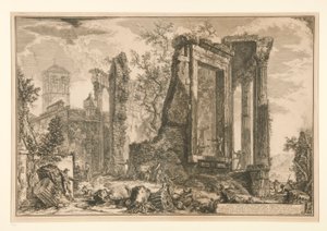 Egy másik kilátás a tivolii Szibilla templomra, Vedute di Roma-ból alkotó: Giovanni-Battista Piranesi