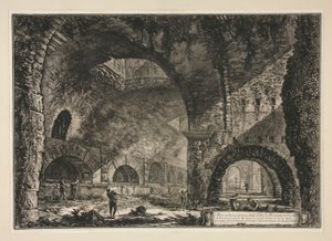 Egy másik belső nézet a Maecenas-villáról Tivoliban, Vedute di Roma városából alkotó: Giovanni Battista Piranesi