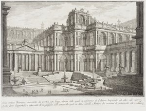 Oszlopcsarnokokkal körülvett ókori fórum alkotó: Giovanni Battista Piranesi