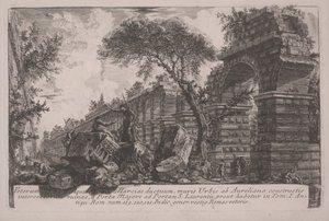Az Acqua Marcia ősi vízvezetéke Aurelianus által emelt városfalaknál alkotó: Giovanni Battista Piranesi