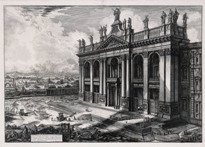 A San Giovanni in Laterano-bazilika homlokzatának látképe (a Vedute di Roma című műből) alkotó: Giovanni Battista Piranesi