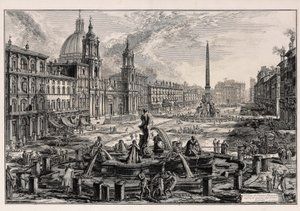 A római Piazza Navona látképe (a Vedute di Roma című műből) alkotó: Giovanni Battista Piranesi