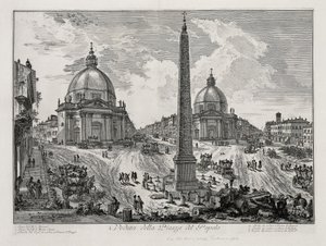 A Piazza del Popolo látképe (a Vedute di Roma című műből) alkotó: Giovanni Battista Piranesi