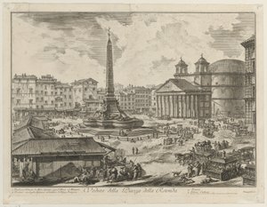 A Piazza della Rotonda látképe a Pantheonnal és az obeliszkkel alkotó: Giovanni Battista Piranesi
