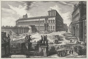 A Piazza di Monte Cavallo látképe (a Vedute di Roma című műből) alkotó: Giovanni Battista Piranesi